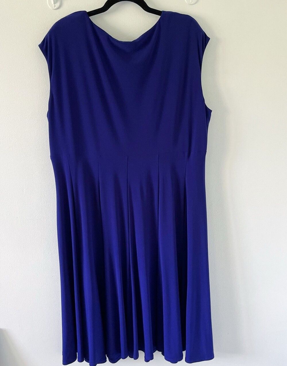 Lauren Ralph Lauren 20W Midnight Blue Empire Aline Stretch Shift Dress V-Neck - Picture 6 of 14